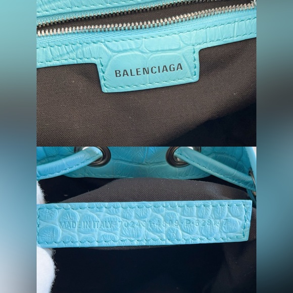 Authentic Balenciaga women's  Le Cagole Xs Bucket Bag Crocodile Embossed - Picture 10 of 16